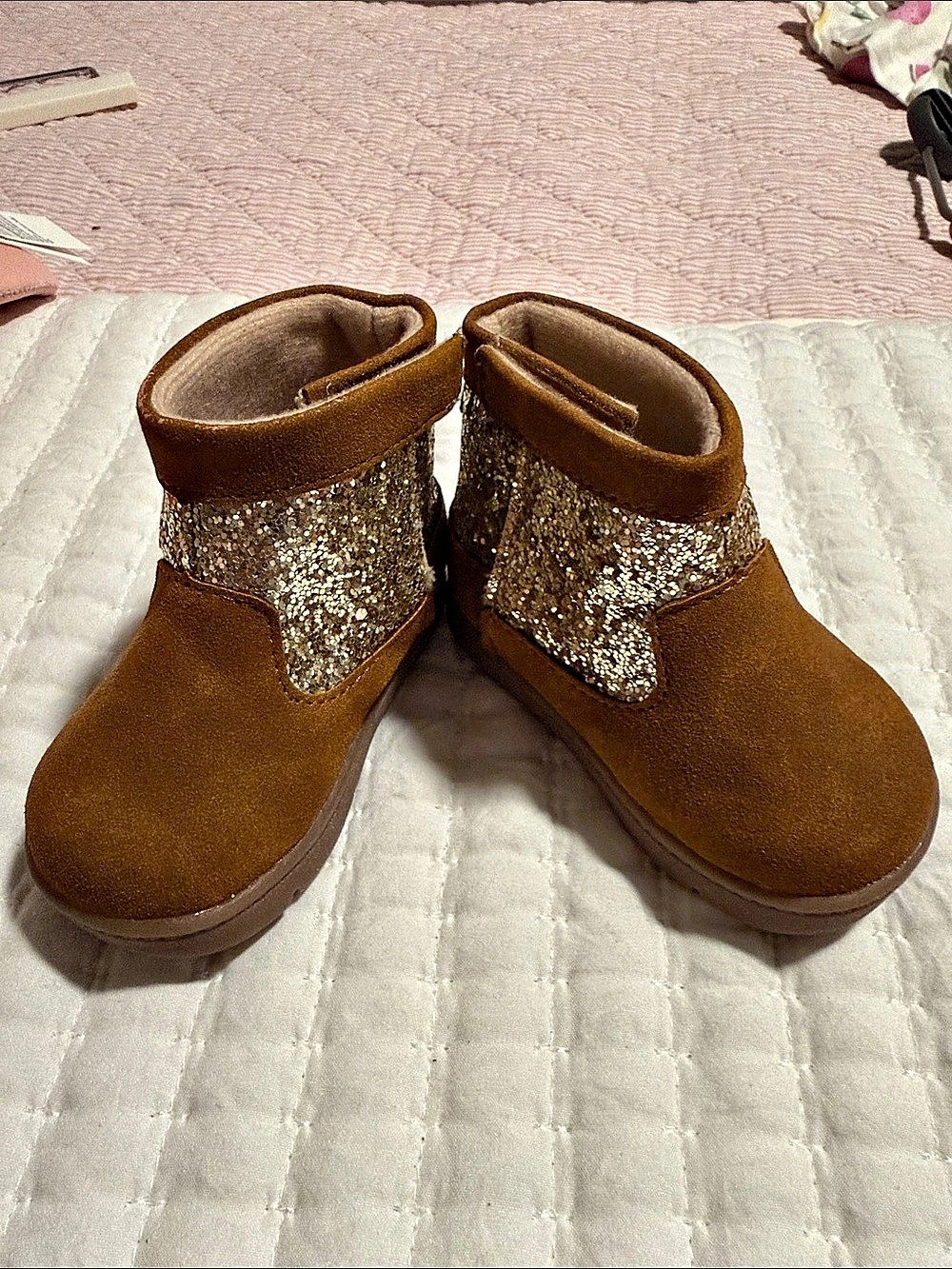 Carter's Ayame-P Girls Glitter Ankle Boots Brown & Gold US 3.5